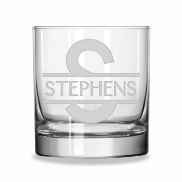 Split Monogram | Personalized 11oz Whiskey Glass